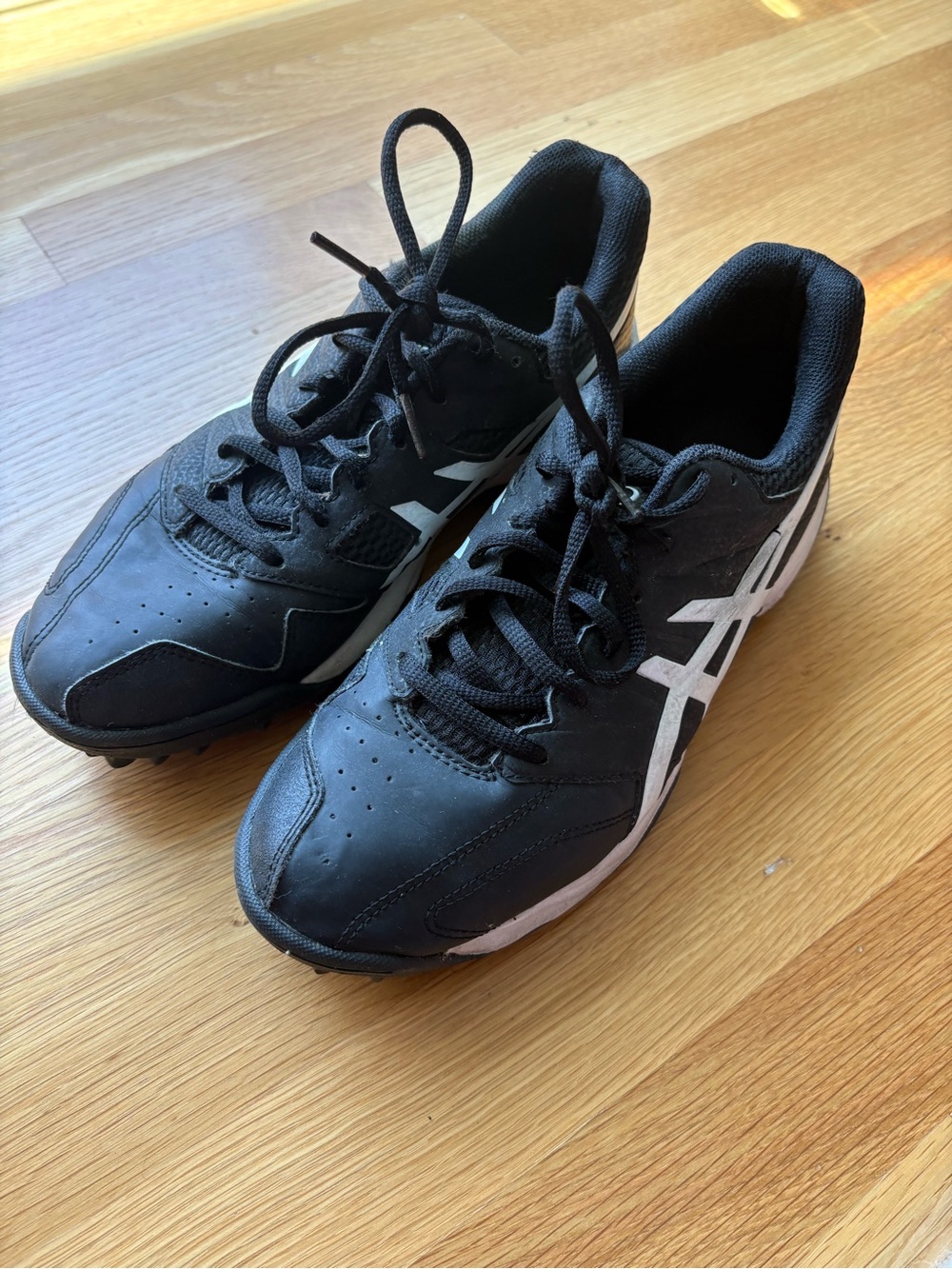 Asics Black and White Lace-Up Athletic Shoes